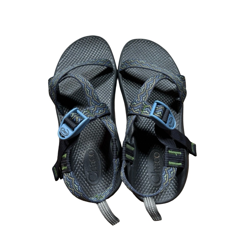 Chaco Kids Z1 Ecotread Sport Sandals Blue Green Patterned Size 6 Big Kids - Picture 3 of 8